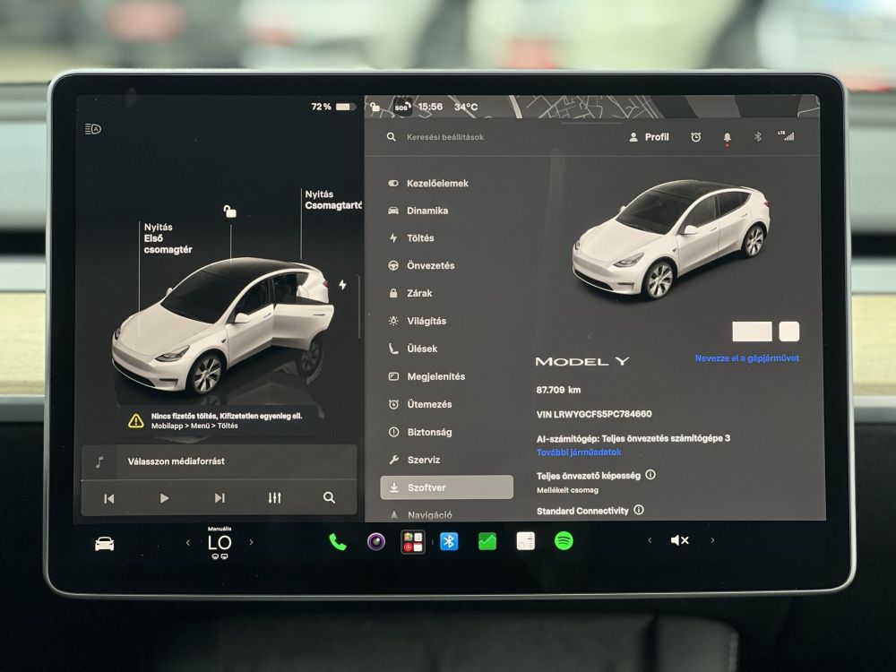 TESLA MODEL Y RWD (Automata) 87e km. LFP akku. Ryzen processzor. 2031-ig garanciális. téli-nyári kerékszett!