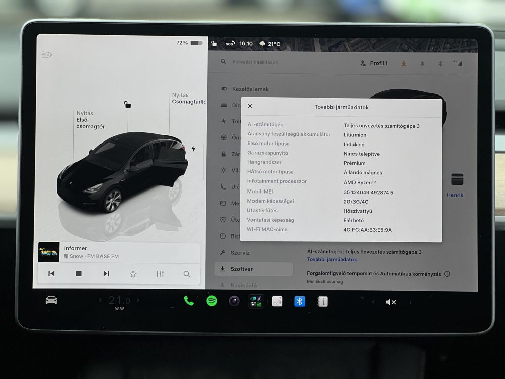 TESLA MODEL Y Long Range AWD (Automata) 510km hatótáv. RYZEN proci. 2031-ig garancia!