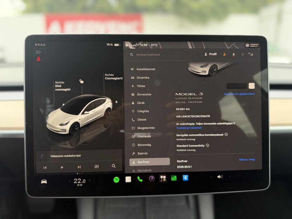 TESLA MODEL 3 Long Range AWD (Automata) 99e km. AMD Ryzen. mátrix LED. hőszivattyú. premium hifi. garanciális!